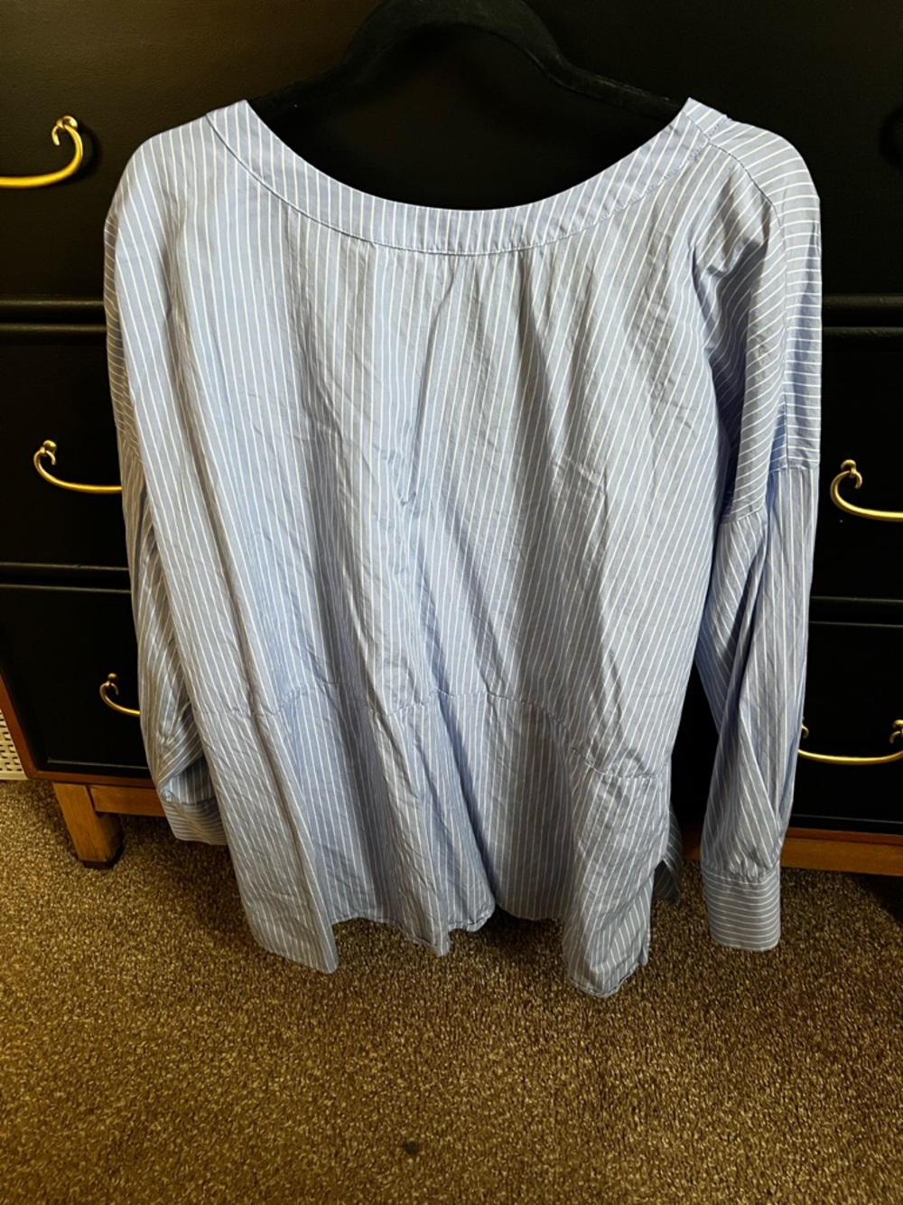 Anthropologie Light Blue Pinstripe Button-Up Shirt